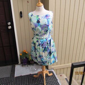 #664  NEW WOMAN'S COTTON FLORAL PRINT DRESS BY ELIZA T  (SIZE 16)